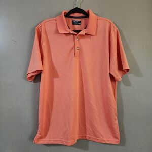Ben Hogan Mens Performance Polo Shirt Size L Orange Short Sleeve Ribbed